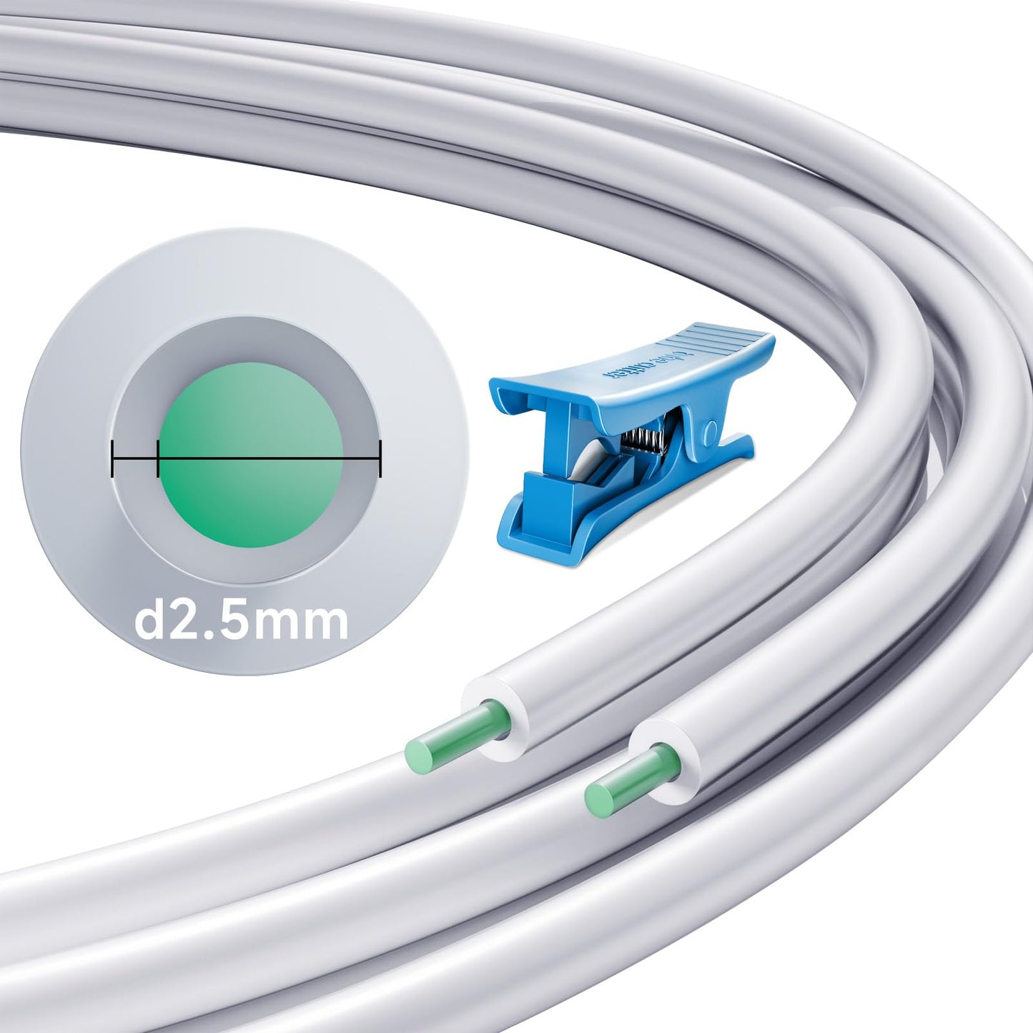 YOOPAI PTFE Teflon Tubing 5M with Cutter, 2.5mm ID × 4mm OD PTFE Teflon Tube Fits Direct Drive Extruder 3D Printer, for Bambu Lab A1/A1 mini/P1P/P1S/X1C for Creality K1/K1 Max/Ender 3 V3 (Whi - WoodArtSupply