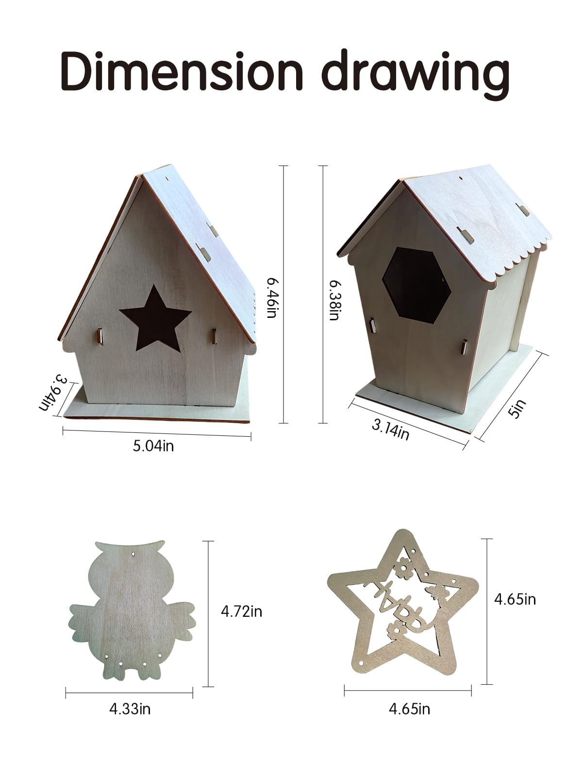 Nsoicrac Bird House Kits for Kids Ages 4-8build a Birdhouse kit for Kids, 4 Pack Birdhouse kit (Includes Paints & Brushes&Jewels and Wind Chimes) Bird House Kits for Kids Ages 8-12,Easter Crafts Nsoicrac