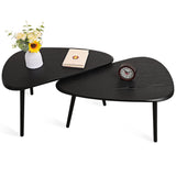 WDSHIYI Black Nesting Coffee Tables Set of 2 End Bamboo Table for Living Room Bedroom Apartment Modern Industrial Simple Nightstand 32" D x 20" W x 18.5" H WDSHIYI