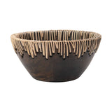 Creative Co-Op Decorative Terra-Cotta Bowl with Rattan Stitching Creative Co-Op