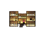 SEIFE Suspended metal display shelf ，living room liquor cabinet for wall，metal bar shelves with led light，liquor wall shelf with wine glass rack，Living room, bar, kitchen, restaurant(150cm/59in) SEIFE