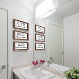 LIBWYS Bathroom Sign & Plaque (Set of 3) Wash Your Hands Brush Your Teeth Comb Your Hair Decorative Rustic Wood Farmhouse Bathroom Wall Decor (White) LIBWYS