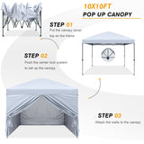 COOSHADE 10X10Ft Pop up Canopy Tent Enclosed Instant Folding Canopy Shelter with Elegant Church Window Outdoor Pavilion Cater Party Wedding BBQ Events Tent(White) COOSHADE