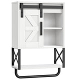 HOOBRO Medicine Cabinet, Farmhouse Bathroom Wall Cabinet with Sliding Barn Door, Adjustable Shelf and Towel Bar, Wall Mounted Storage Cabinet Over The Toilet for Bathroom, Kitchen, Bedroom, White HOOBRO