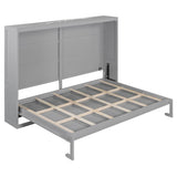 Harper & Bright Designs Queen Size Murphy Bed Wall Bed with LED Lights, Solid Wood Queen Platform Bed, Murphy Chest Bed, Muti-Functional Cabinet Bed for Kids Teens Adult,Gray Harper & Bright Designs