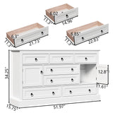 Gyfimoie Farmhouse 7 Drawer Dresser for Bedroom, Wood Chest of Drawers with 2 Doors, White Dressers with Round Metal Handle, Large Storage Dresser Organizer, Long TV Stand for Living Room, White Gyfimoie