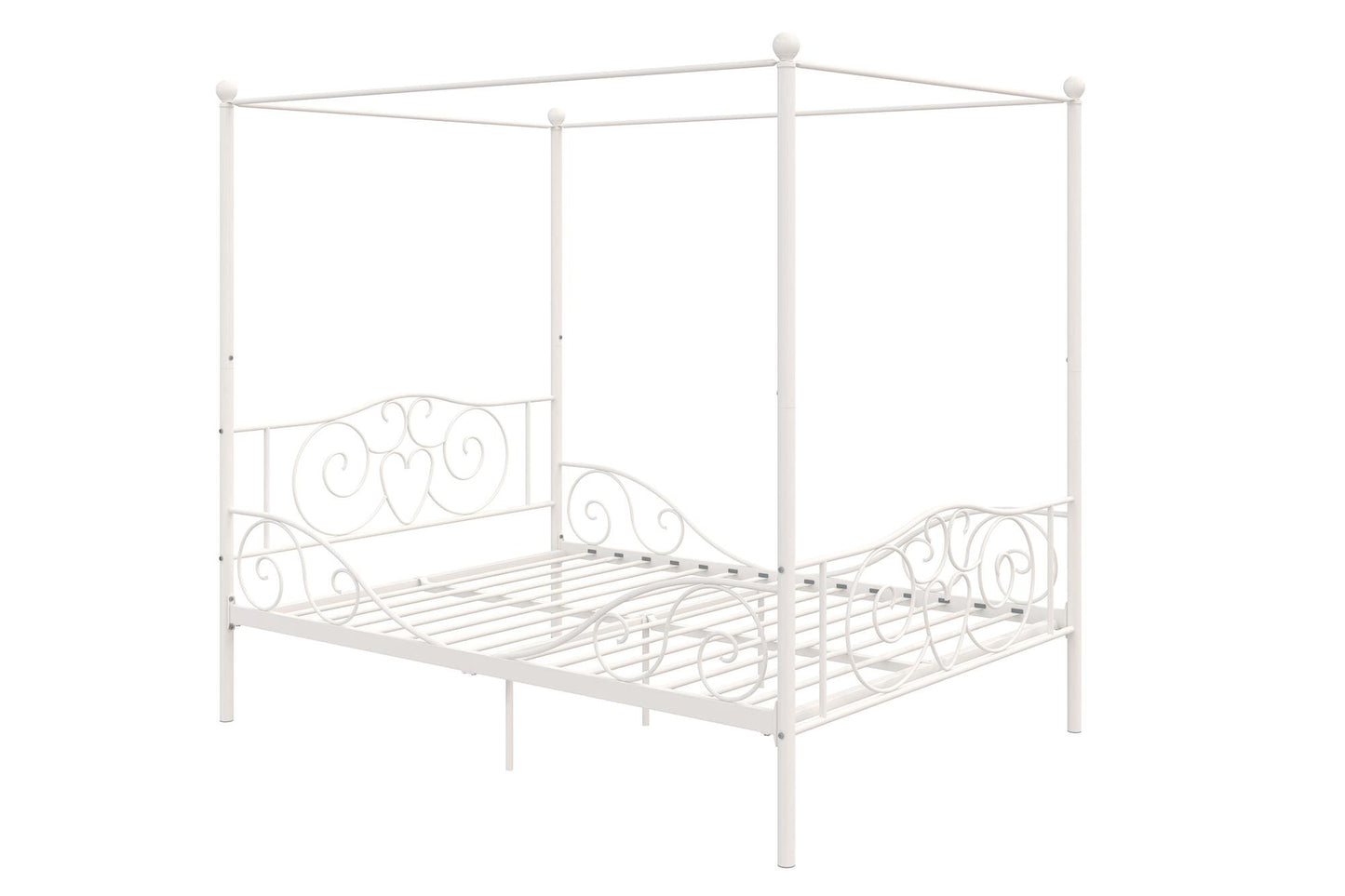 DHP Canopy Sturdy Bed Frame, Metal, Full, White