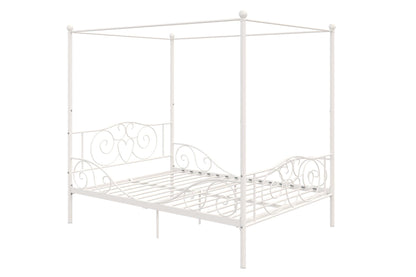 DHP Canopy Sturdy Bed Frame, Metal, Full, White