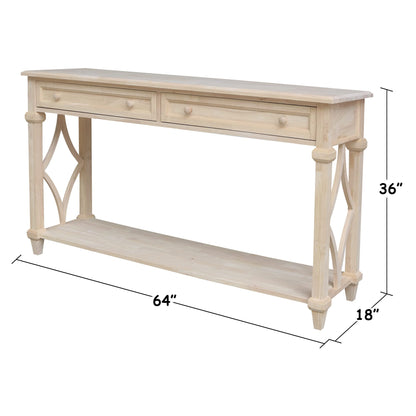 IC International Concepts International Concepts Josephine Solid Wood Sofa Console Table, Unfinished - WoodArtSupply