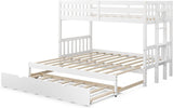 Giantex Versatile Twin Over Pull-Out Bunk Bed with Trundle - Solid Wood in White Giantex