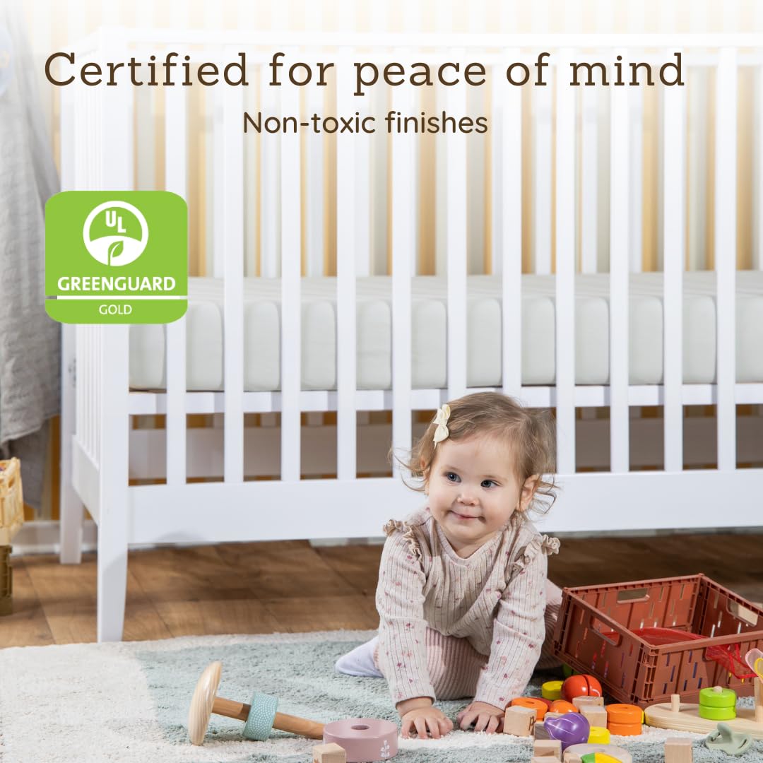 dadada Baby LaLa 3-in-1 Convertible Crib - Wood Crib Converts into Toddler Bed & Daybed - Greenguard Gold Certified, Made in Italy - 3 Adjustable Mattress Heights - Solid Beechwood (Natural) dadada