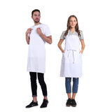 BIGHAS Adjustable Bib Apron with Pocket Extra Long Ties for Women Men, 18 Colors, Chef, Kitchen, Home, Restaurant, Cafe, Cooking, Baking (White) BIGHAS