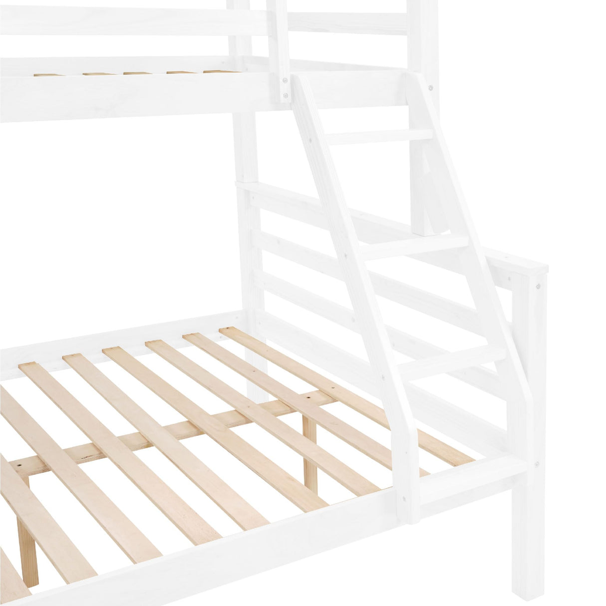 FLEXISPOT Twin Over Full Solid Wood Bunk Bed with Thick Posts,Wooden Bunk Bed with High Guardrail and Ladder for Kids, Teens, Dorm Rooms, and Guest Rooms,No Box Spring Needed,White FLEXISPOT