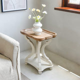 Kinfant Set of 2 Farmhouse Accent End Table with Natural Tray, Solid Wood Frame Rustic Side Table with Shelf, Nightstand for Dinning, Living Room, Bedroom Kinfant