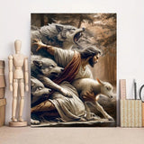 KYOQFVN Jesus and Wolf Paint by Numbers for Adults - DIY Adult Paint by Number Kit on Canvas, Easy Acrylic Painting Kits for Home Wall Decor 16x20 Inch（Without Frame） KYOQFVN