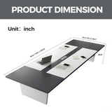 Nuipesn Rectangular Conference Room Table, Seminar Table Meeting Room Table Boardroom Desk Business Seminar Table Printer Desk no Chair for Office (White+Grey,9.84FT,118.11" L*51.18" W*29.53" H) Nuipesn