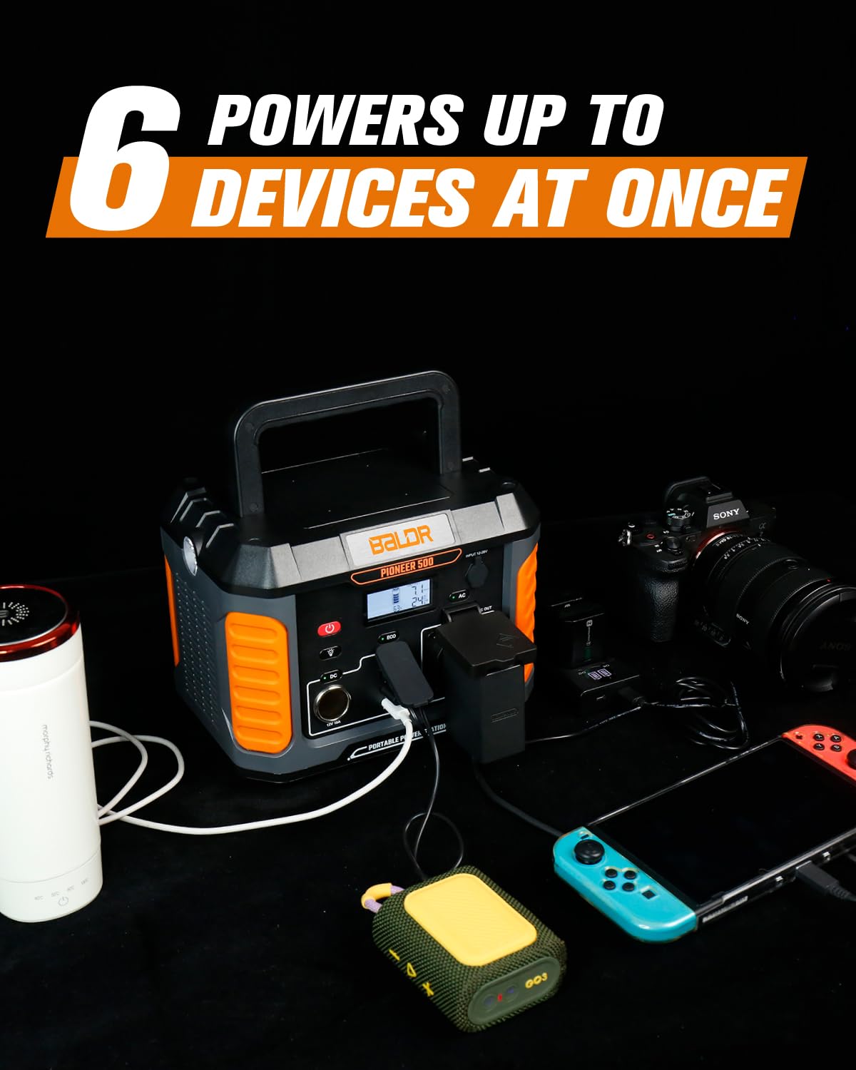 BALDR Portable Power Station, 500W Output, 288Wh Capacity, AC Outlet, USB Ports, Solar Charging Generator for Home Camping Emergency Use.… BALDR