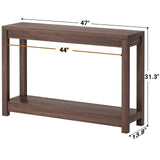 Besiost 47" Farmhouse Wood Entryway Table Narrow Console Table with Storage Behind Couch Sofa Table with Shelves Entry Way Tables with Open Storage, Easy Assembly, Black Walnut Besiost