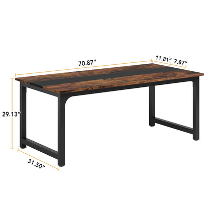 Little TREE70.9 Inch Large Dining Table Rectangular Kitchen Furniture for 6 to 8 People, Brown+Black - WoodArtSupply