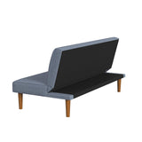 HomePop Upholstered Bergen Convertible Futon Sofa Bed, Modern Sofa Couches for Living Room, Small Spaces, Dorm, Apartment, Blue Woven HomePop