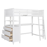 Harper & Bright Designs Twin Size Loft Bed with Desk and Dresser, Wooden Loft Bed Twin with Storage Drawers and Shelves for Kids Teens Adults, No Box Spring Needed, White Harper & Bright Designs
