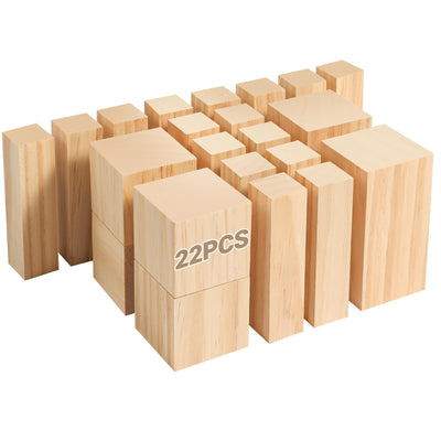 KINGBRO 22 Pack Basswood Carving Blocks, Whittling Wood Blocks Wood Carving Kit with 3 Different Sizes, Carving Soft Wooden Block for Beginners and Professional Artists DIY Wood Carving Crafts