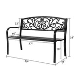 50" Garden Bench, Antique Metal Outside Bench w/Warm Welcome Pattern, Elegant Bronze Finish and Durable Metal Frame for Park Yard Porch Chair, Black (50" Butterfly Black) Generic