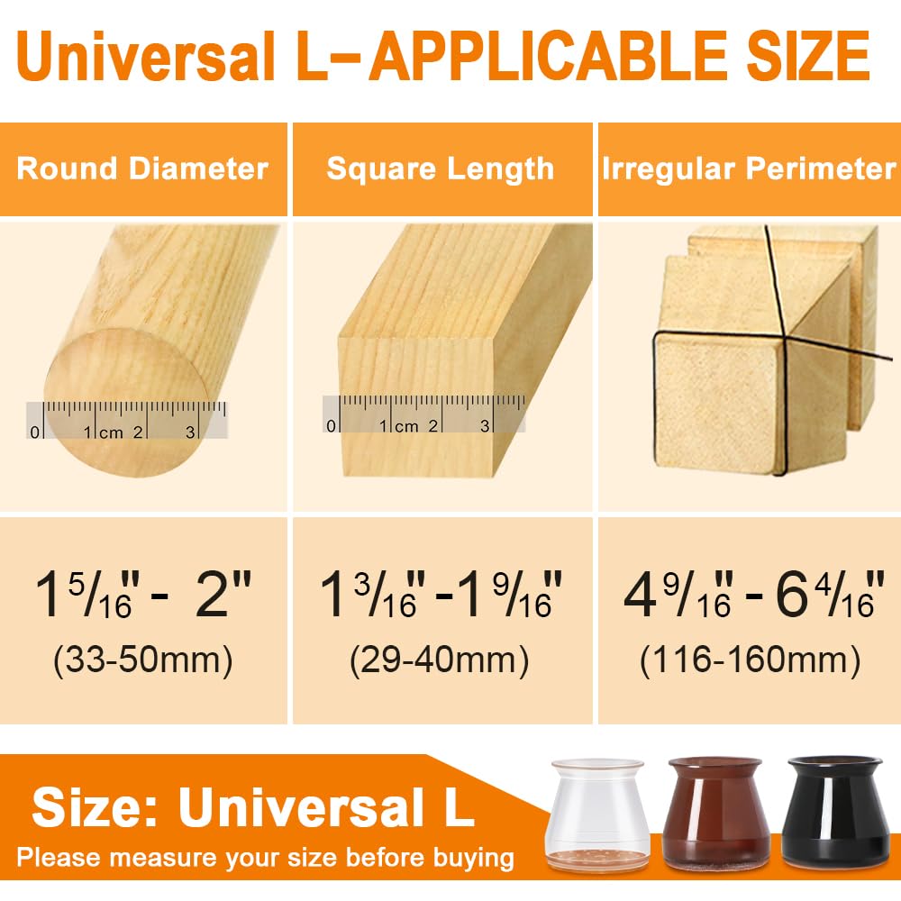 24 Pcs Chair Leg Floor Protectors for Hardwood Floors Silicone Covers to Protect Wood Tile Floors Felt Pads Furniture Leg Caps Non Slip Reduce Noise (Fit:1.3"-2") VIUME
