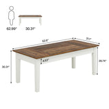 Tribesigns Dining Table for 4-6 People, 62-Inch Rectangular Kitchen Table with Solid Wood Legs, Modern Farmhouse Dinner Table for Dining Room, Kitchen, Living Room, Rustic Brown & Cream White Tribesigns