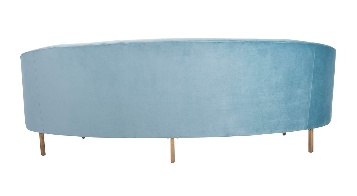 SAFAVIEH Couture Primrose Glam Light Blue Velvet Curved Sofa SAFAVIEH