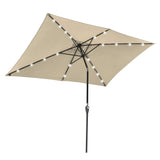 Yescom 10x6.5ft Outdoor Rectangle Solar Powered LED Lighted Patio Umbrella with Crank Tilt for Table Market Beach Pool Yescom
