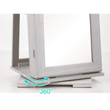 SDHYL Rotating Jewelry Cabinet with Mirror, Full Length Wooden Storage Armoire with Lock SDHYL