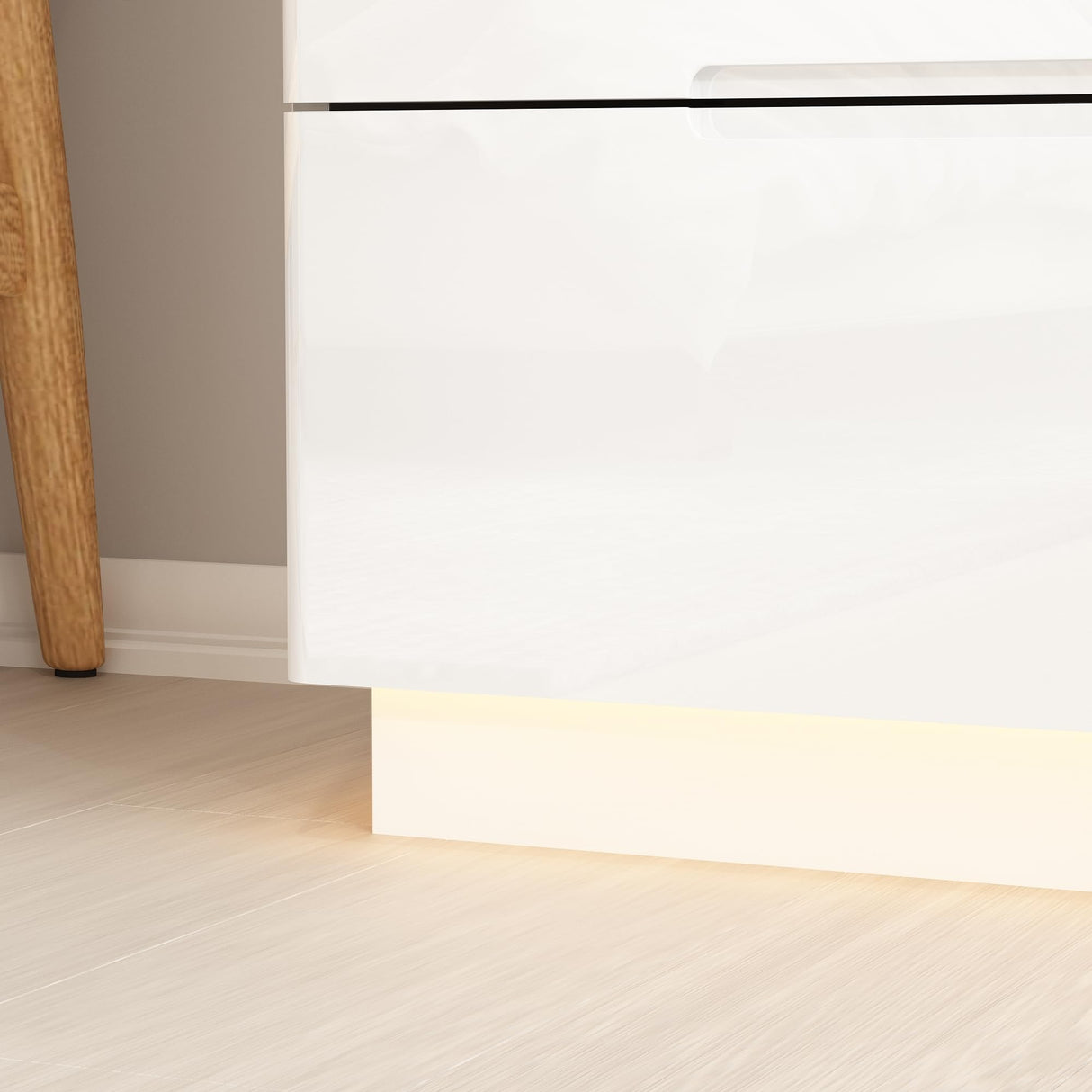 Homsee Tall 5 Drawer Dresser with LED Light, Modern Storage Dresser Chest of Drawers with High Gloss Surface for Bedroom, White (31.5”W x 15.7”D x 42.6”H) Homsee
