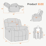 ANJ Traditional Recliner Chair, Breathable PU Leather, Extra Wide Manual Recliner with Overstuffed Arm and Back, Single Sofa Chair for Living Room, Bedroom (Black) ANJ