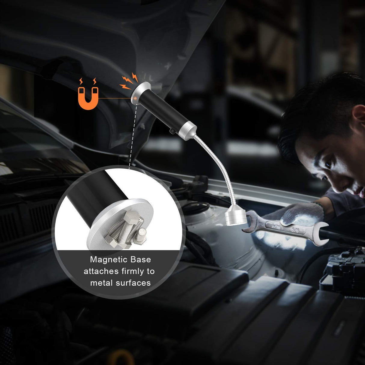 Barbecue Grill Light Grilling Accessories for Outdoor, BBQ Magnetic LED Lights Flexible Gooseneck Weather Resistant, Men Dad Gifts Traeger Smoker Pit Boss Griddle Gadget Batteries Included 2 Pack FIREOR