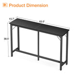 ODK 63 inch Bar Table, Bar Height Pub Table, Counter Height Bar Table, Rectangular High Top Kitchen & Dining Counter Tables with Sturdy Legs & Easy-to-Clean Top, Indoor use, Black ODK