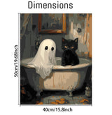 Halloween Paint by Numbers Kit for Adults, Ghost Oil Painting by Numbers with Brushes, Black Cat Art and Crafts Canvas Kit for Beginner Home Decor 16x20 inch / 40x50 cm Clendo