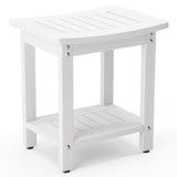 LUE BONA HDPS Shower Bench Seat, Shower Stool for Inside Shower Waterproof, Bath Spa Shower Foot Stool for Shaving Legs with Storage Shelf, Weather Resistant/Non-Slip/Indoor or Outdoor Use, White LUE BONA