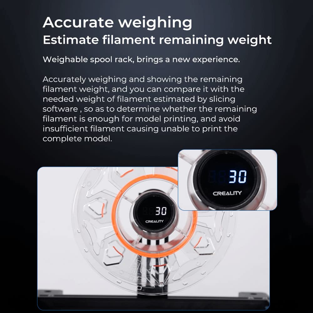 Creality Official Upgrade 3D Digital Spool Rack-S, Weighable Spool Holder for All Kinds of Filaments of PLA/ABS/Nylon/Wood/TPU 3D Printing Materials - WoodArtSupply