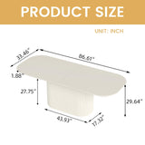 Guyii 86.61" Oval Dining Table, Modern Kitchen Table for 8 People, Indoor Rectangular Dining Room Table for Kitchen, Bar, Living Room, Home, Cream White, Table Only Guyii