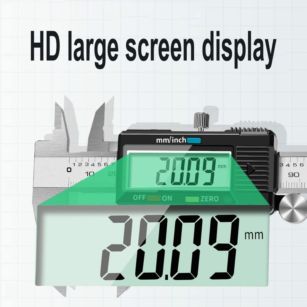 Digital Caliper,Electronic Digital Calipers, YKLSXKC 0-6" Calipers Measuring Tool, Stainless Steel Construction with Large LCD Screen, Auto-Off Feature for 3D Printing,Inch and Millimeter Conversion YKLSXKC