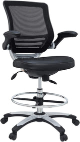Modway Edge Drafting Chair - Reception Desk Chair - Flip-Up Arm Drafting Chair in Black Modway