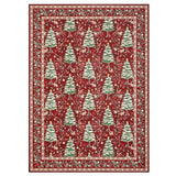 GarveeHome Red Christmas Rug 5x7 Washable Soft Stain Resistant for Living Room Bedroom Nursery Office Christmas Tree Animals Print Holiday Decor Low-Pile Carpet GarveeHome
