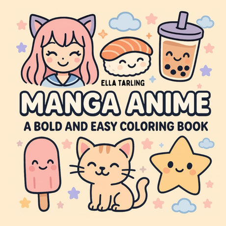 Manga Anime – A Bold & Easy Coloring Book: 40 Cozy Hygge Japan-Inspired Designs for Kids, Teens & Adults Majosta