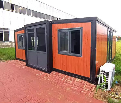 Generic Portable Prefabricated Tiny Home 20ft, Mobile Expandable Plastic Prefab House for Hotel, Booth, Office, Guard House, Shop, Villa, Warehouse, Workshop, Brown, PNS-001