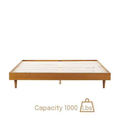 NTC Rustic Oak King Bed Frame – Solid Oak & Rubber Wood, Silent Slats, Effortless Assembly - WoodArtSupply