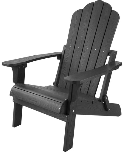 hOmeHua Folding Adirondack Chairs, Outdoor Patio Weather Resistant Chair, Imitation Wood Stripes, Easy to Fold Move & Maintain, Plastic Chair for Backyard Deck, Garden, Fire Pit - Black - WoodArtSupply