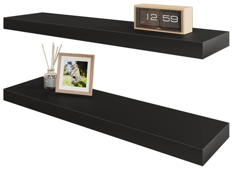 BAMEOS Floating Shelf,Wall Shelf,Decor Wall Mounted Shelves,Hanging Shelf Set L24xW6 for Bathroom Kitchen Living,Kitchen,Room Bedroom Storage,Black BAMEOS
