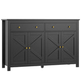 FOTOSOK Black Sideboard Buffet Cabinet with Storage, 55.1" Large Buffet Cabinet Kitchen Cabinet with 2 Drawers and 4 Doors, Farmhouse Coffee Bar Cabinet Buffet Table Sideboard Cabinet for Kitchen FOTOSOK
