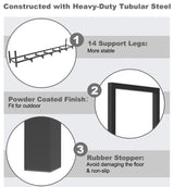 BALIE SPACE 8ft Outdoor Firewood Rack Holder with 14 Support Legs for Indoor Fire Wood Pile Storage, Adjustable Heavy Duty Fire Log Stacker Stand Organizer for Fireplace, Black BALIE SPACE